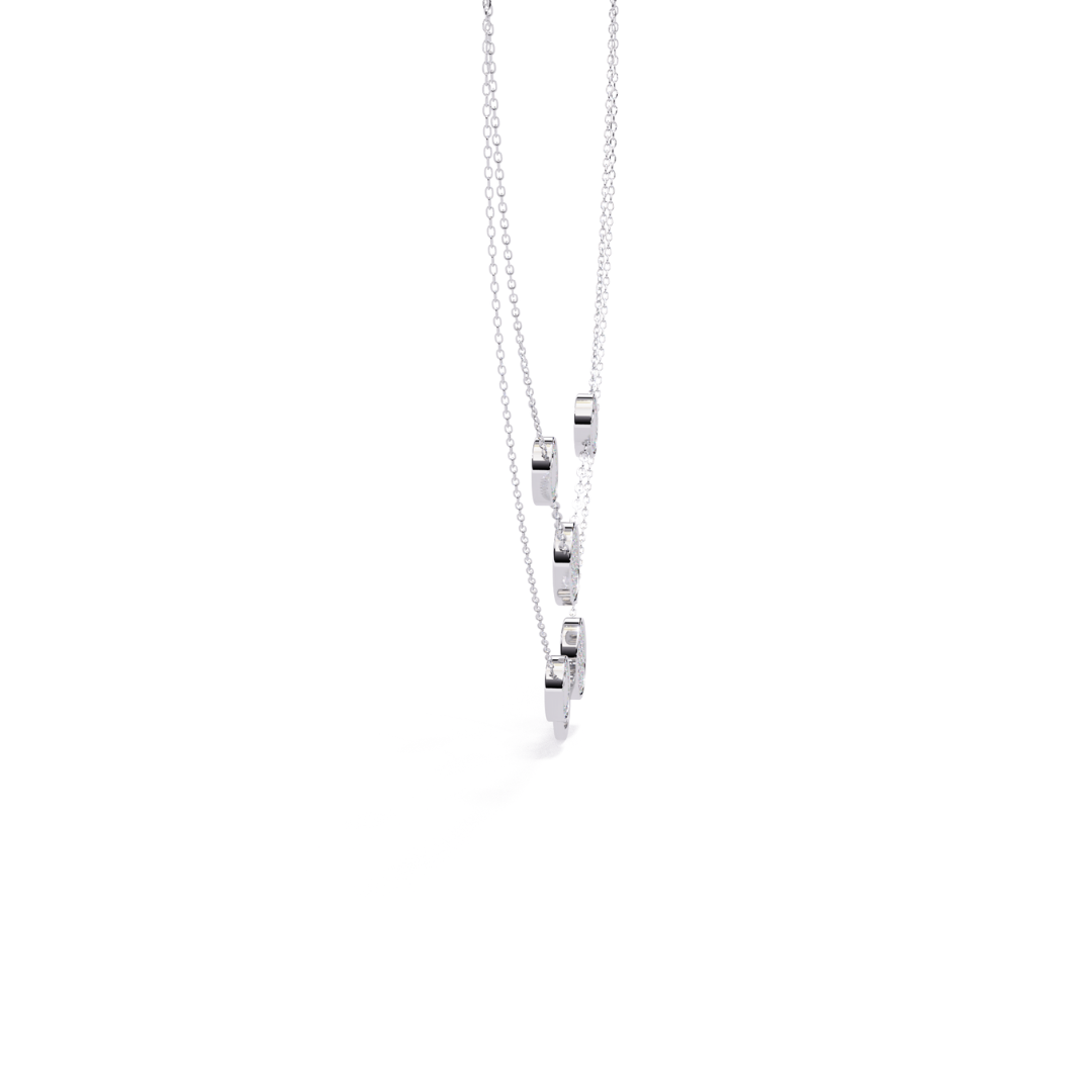 Sterling Silver Triple Layer Pave Circle Pendant Necklace