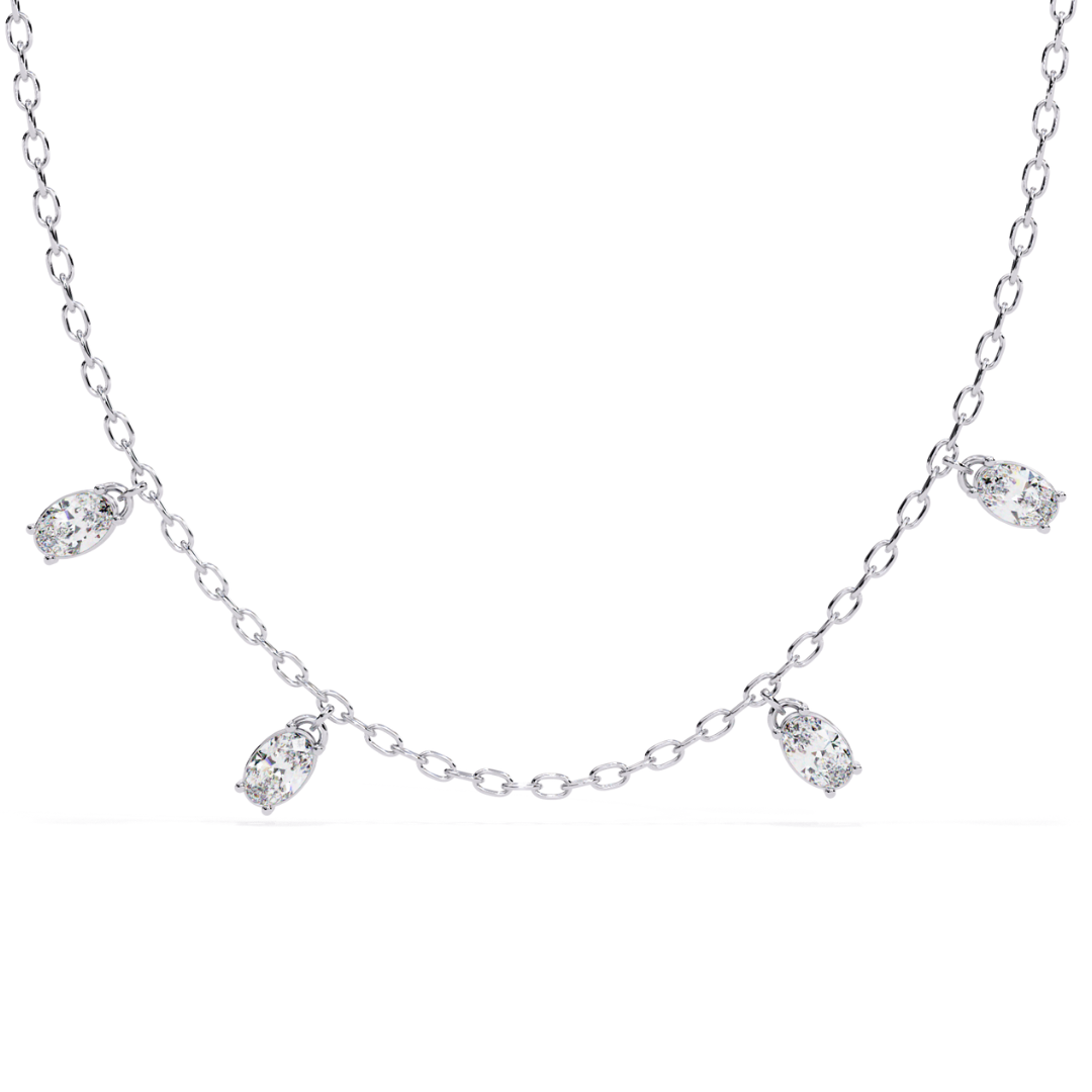 Sterling Silver Oval CZ Station Necklace
