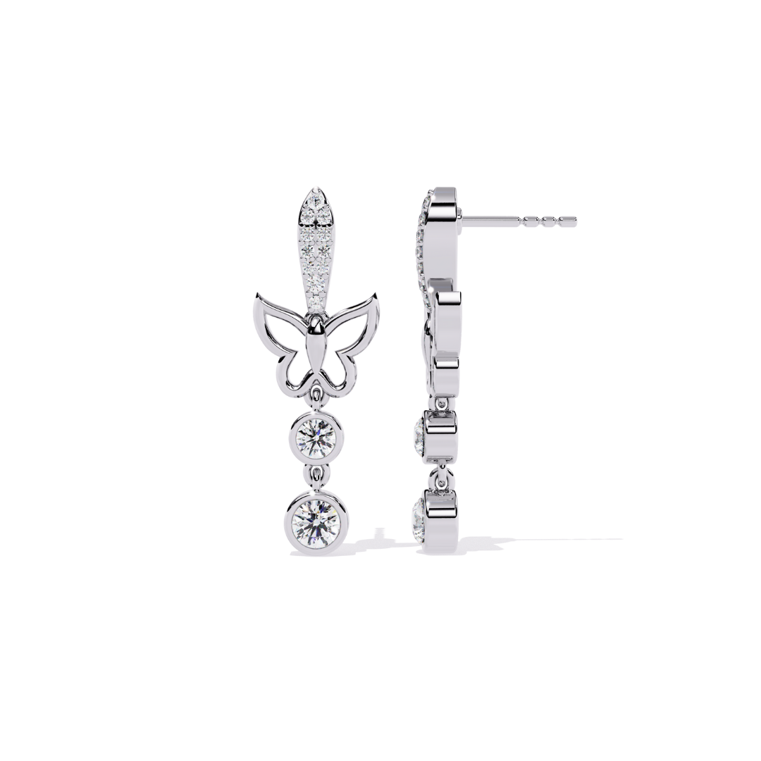 Elegant 925 Silver Butterfly Drop Earrings with CZ Stones